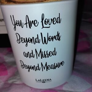 White Ceramic Candle with Inspirational Script 15 oz Soy Jasmine